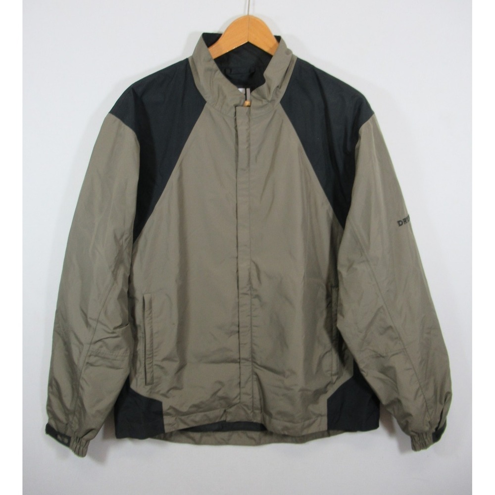 FootJoy DryJoys Rain Jacket Windbreaker Men Large Zip Pockets Taupe/Black Golf